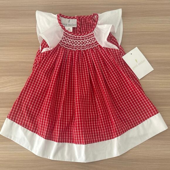 Petit Atelier Sz 12 red check dress Chritmas holiday lightweight - Picture 7 of 8